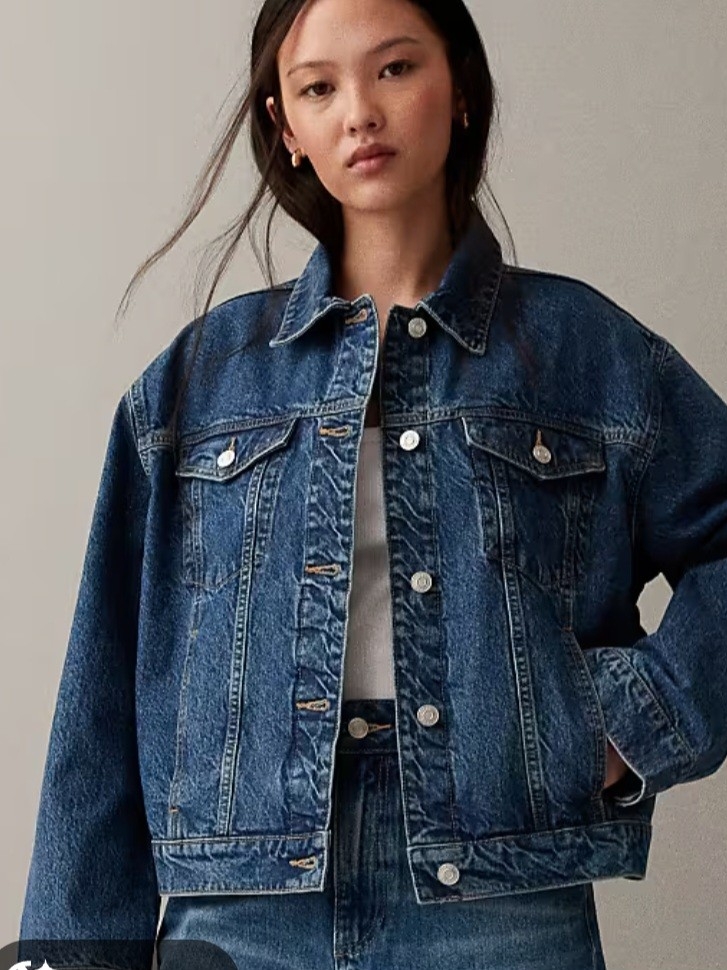 Style & Co. Womens Dark Blue Denim Jean Jacket - Relaxed Fit